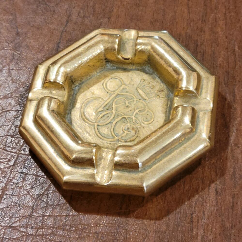 Rare Vintage 1982 V.S.O.E. ashtray bronze metal cigar ashtray Made in Italy